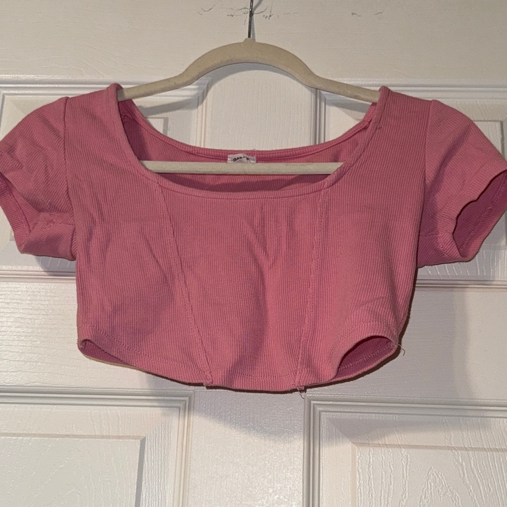Garage Pink Ribbed Crop Top